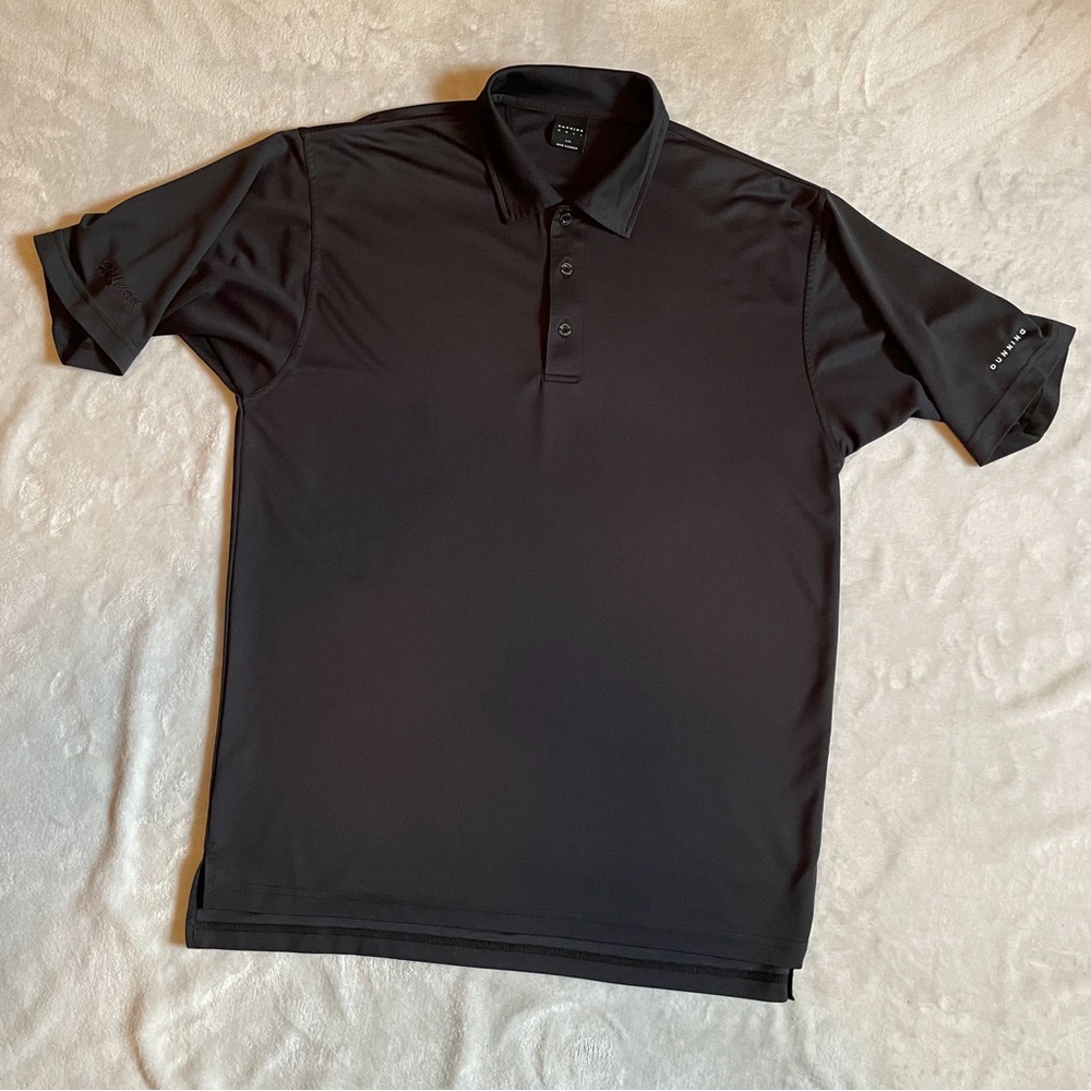 Dunning Golf Shirt Men Medium L Black Casual Polo Sports Logo Outdoor Button Up